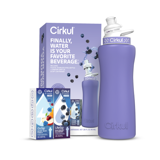 32oz. Matte Periwinkle Stainless Steel Bottle Starter Kit - Beverage Flavor