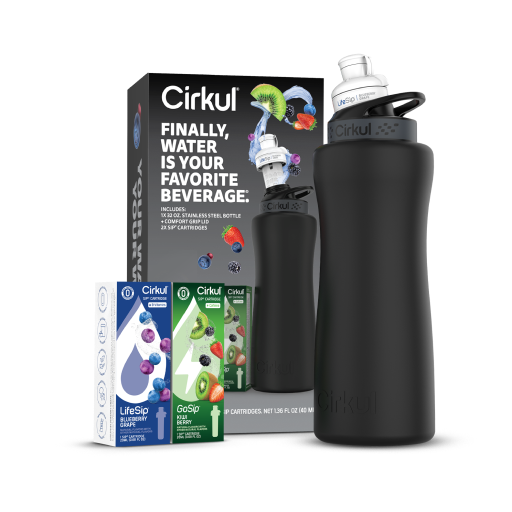 32oz. Matte Black Stainless Steel Bottle Starter Kit - Beverage Flavor